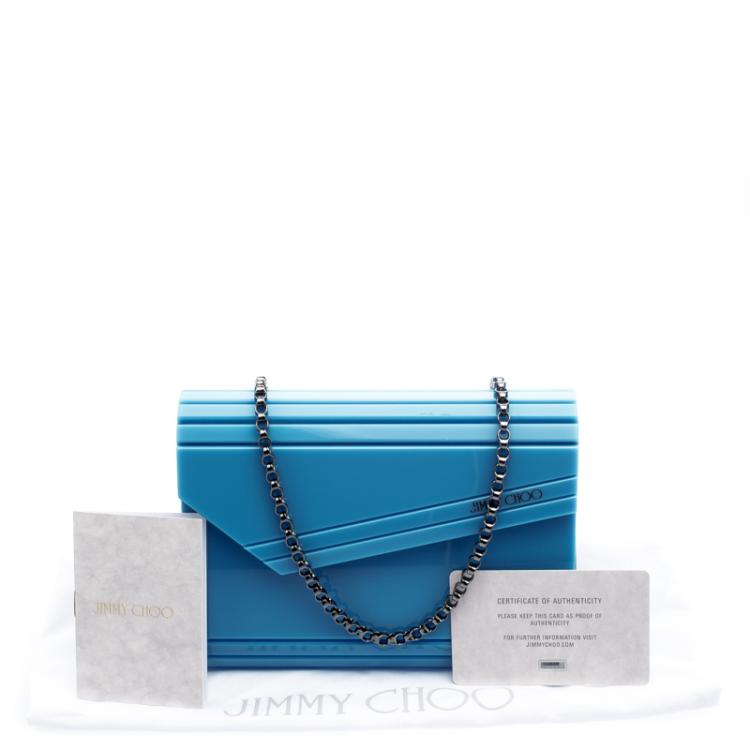 Pre Owned Jimmy Choo Blue Acrylic Candy Clutch Bag