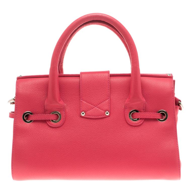 Pre Owned Jimmy Choo Pink Leather Small Rosalie Top Handle Bag