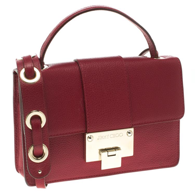 Pre Owned Jimmy Choo Red Leather Rebel Crossbody Bag