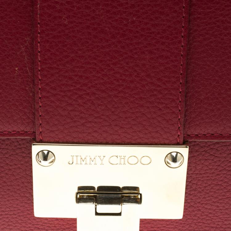 Pre Owned Jimmy Choo Red Leather Rebel Crossbody Bag
