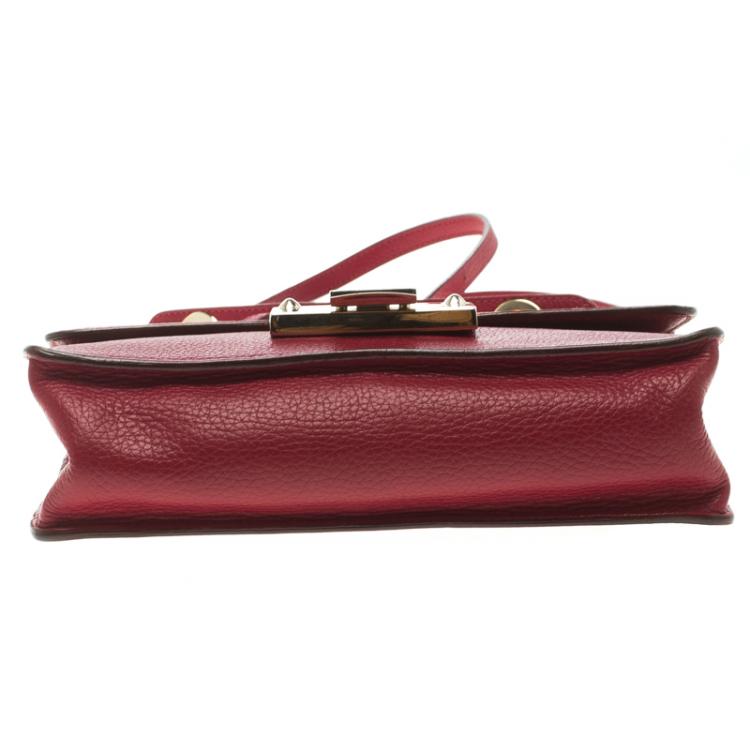 Pre Owned Jimmy Choo Red Leather Rebel Crossbody Bag