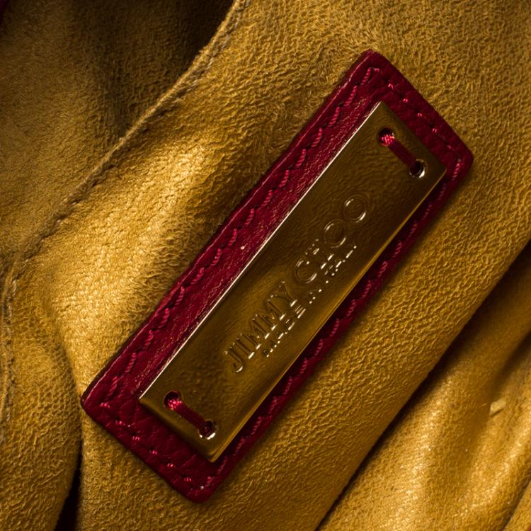 Pre Owned Jimmy Choo Red Leather Rebel Crossbody Bag