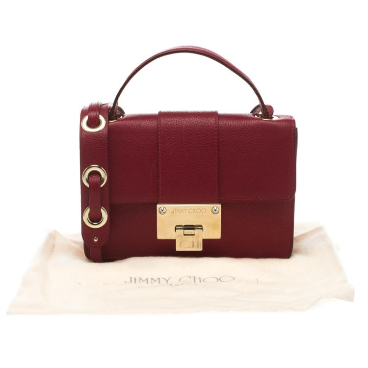 Pre Owned Jimmy Choo Red Leather Rebel Crossbody Bag