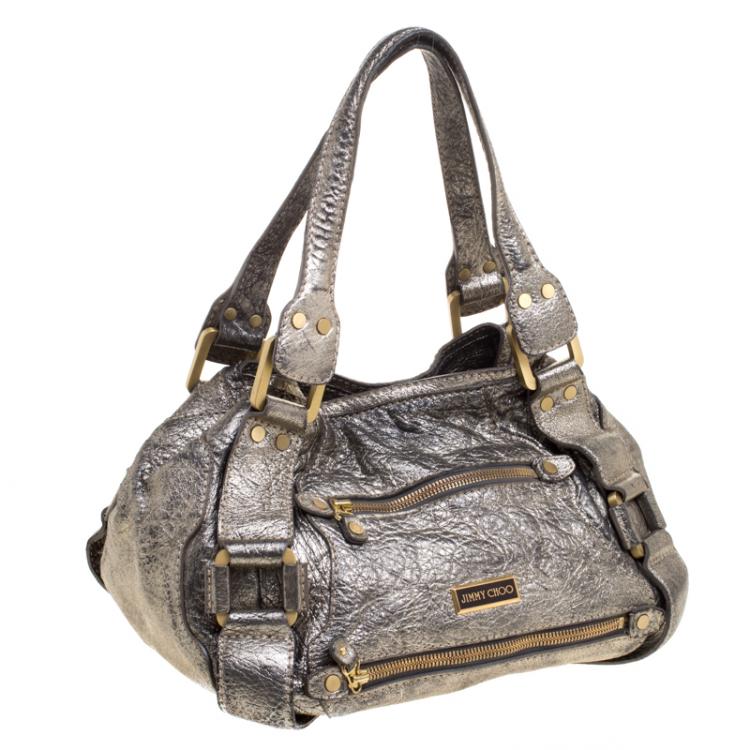 Pre Owned Jimmy Choo Metallic Leather Mahala Tote