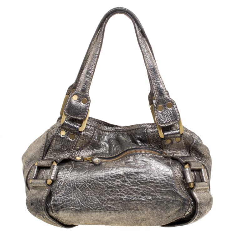 Pre Owned Jimmy Choo Metallic Leather Mahala Tote