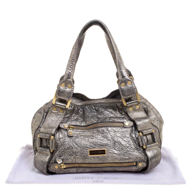 Pre Owned Jimmy Choo Metallic Leather Mahala Tote