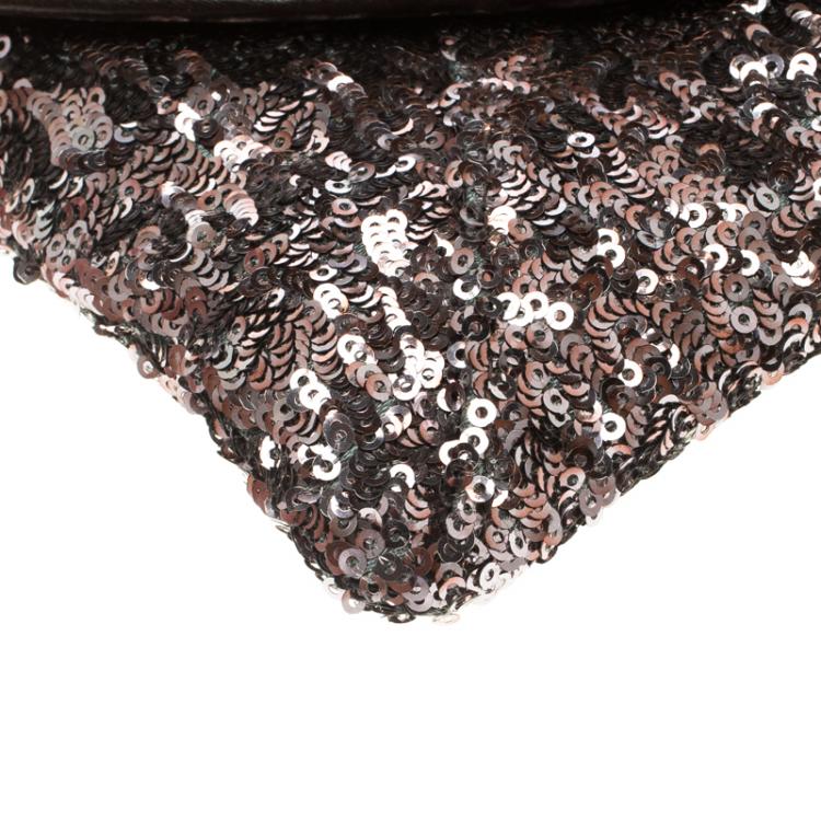 Pre Owned Jimmy Choo Metallic Sequin Crossbody Chain Clutch