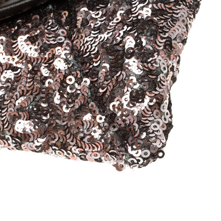 Pre Owned Jimmy Choo Metallic Sequin Crossbody Chain Clutch