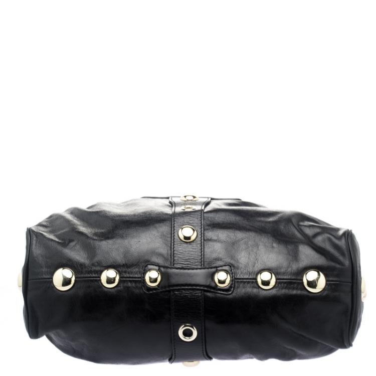 Pre Owned Jimmy Choo Black Glazed Leather Riki Tote