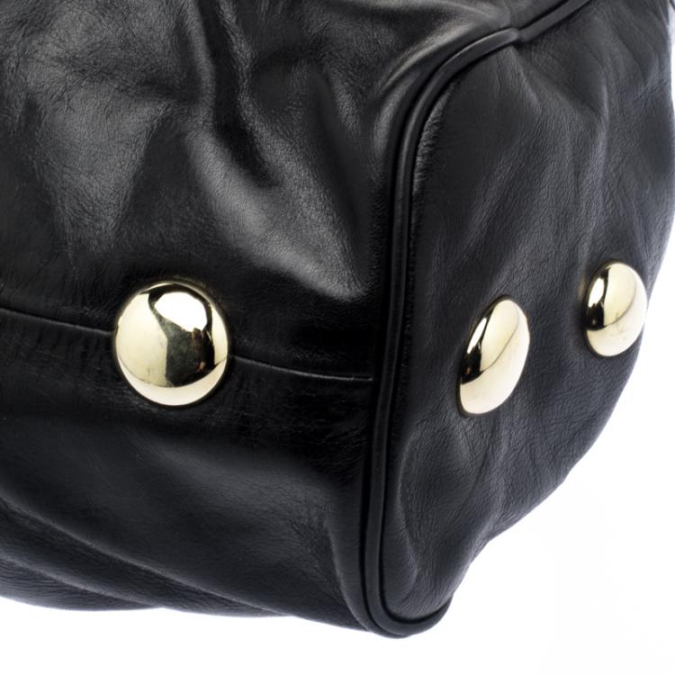 Pre Owned Jimmy Choo Black Glazed Leather Riki Tote