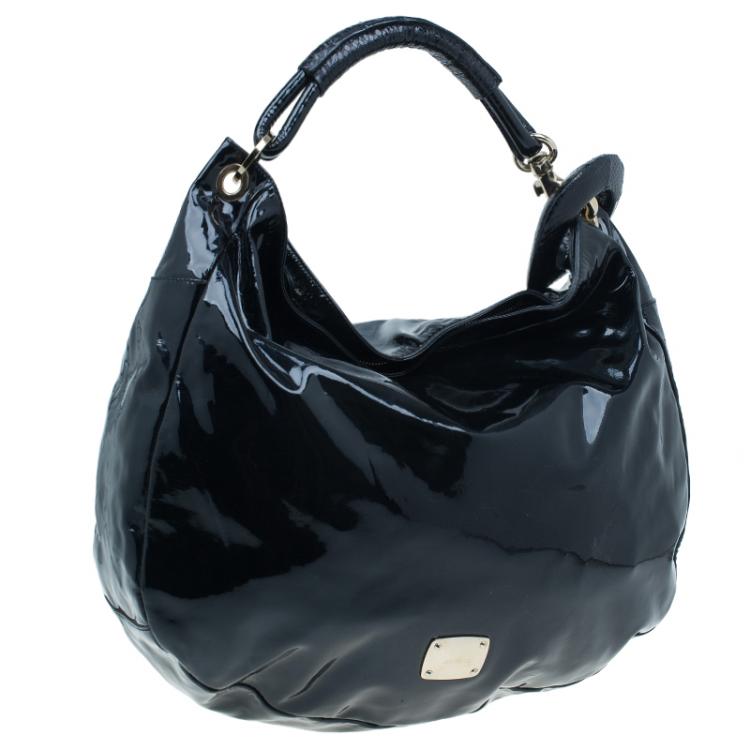 Pre Owned Jimmy Choo Black Patent Leather Large Sky Bangle Hobo