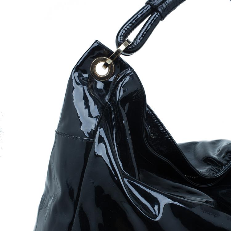 Pre Owned Jimmy Choo Black Patent Leather Large Sky Bangle Hobo