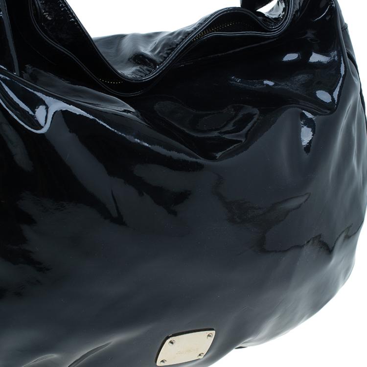 Pre Owned Jimmy Choo Black Patent Leather Large Sky Bangle Hobo