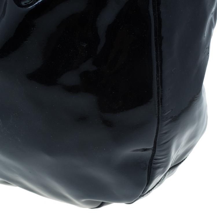 Pre Owned Jimmy Choo Black Patent Leather Large Sky Bangle Hobo