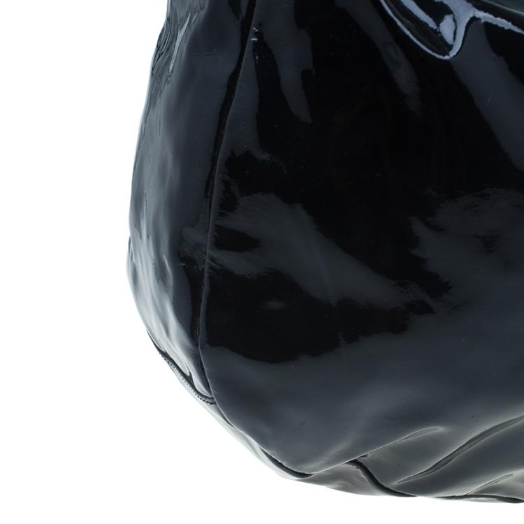 Pre Owned Jimmy Choo Black Patent Leather Large Sky Bangle Hobo