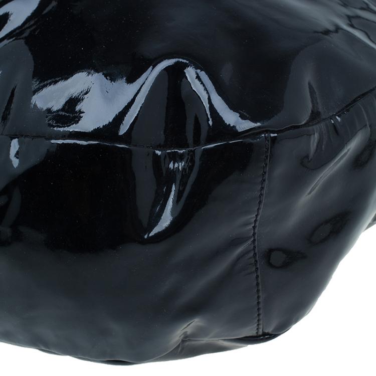 Pre Owned Jimmy Choo Black Patent Leather Large Sky Bangle Hobo