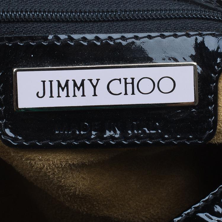 Pre Owned Jimmy Choo Black Patent Leather Large Sky Bangle Hobo