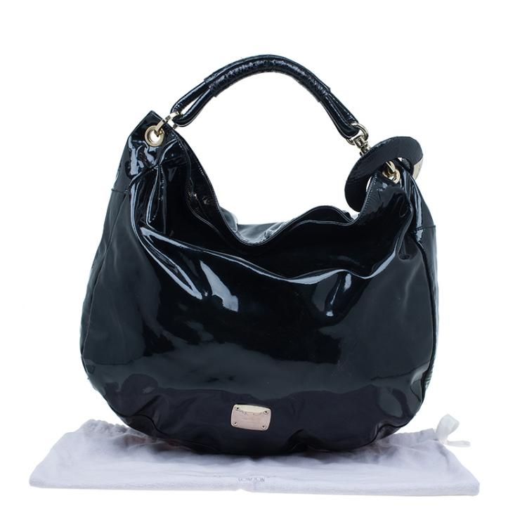 Pre Owned Jimmy Choo Black Patent Leather Large Sky Bangle Hobo