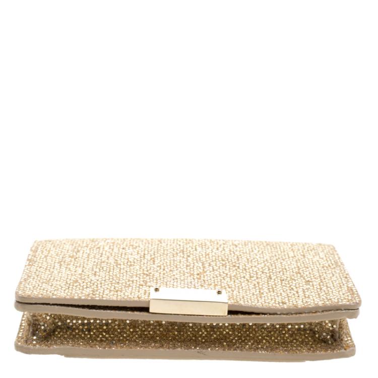 Pre Owned Jimmy Choo Metallic Gold Glitter Mini Crossbody Bag