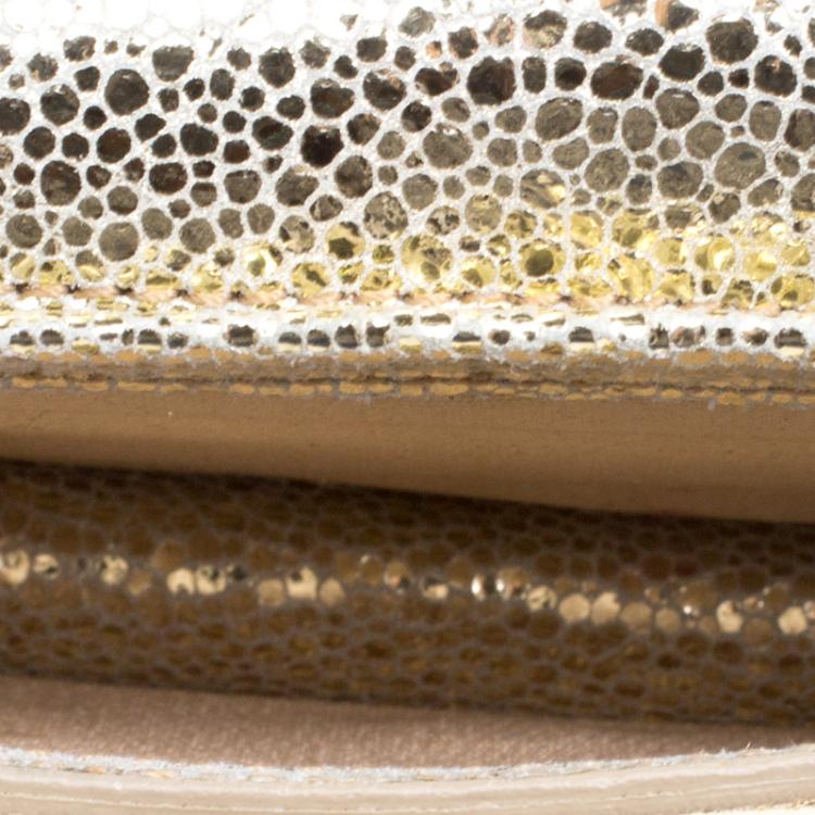 Pre Owned Jimmy Choo Metallic Gold Glitter Mini Crossbody Bag