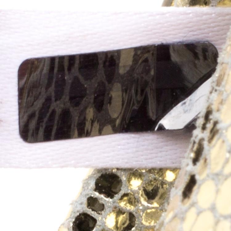 Pre Owned Jimmy Choo Metallic Gold Glitter Mini Crossbody Bag