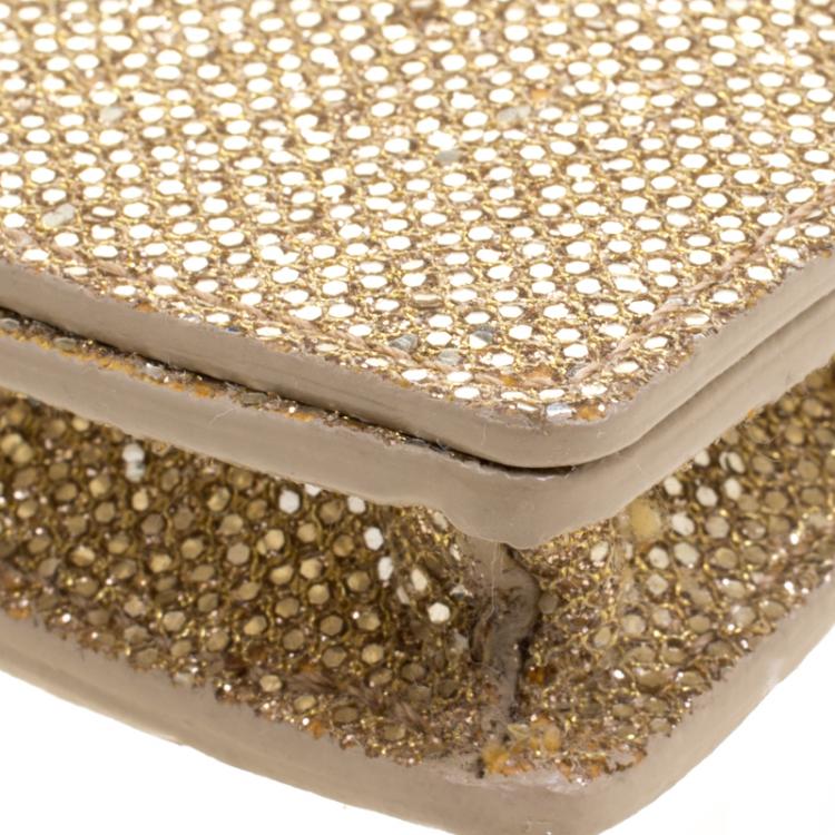 Pre Owned Jimmy Choo Metallic Gold Glitter Mini Crossbody Bag