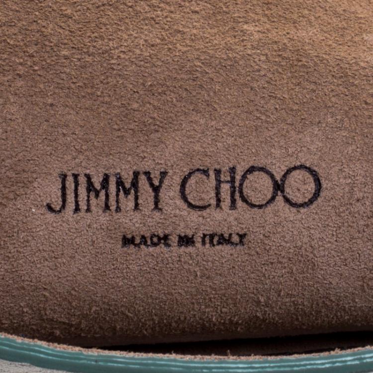 مملوكة مسبقًا Jimmy Choo Metallic Green Leather Lockett Envelope Clutch