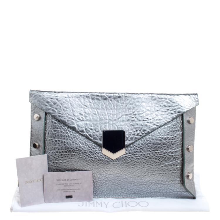 مملوكة مسبقًا Jimmy Choo Metallic Green Leather Lockett Envelope Clutch