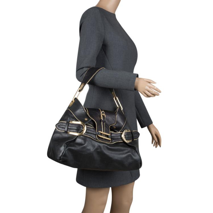 Pre Owned Jimmy Choo Black Leather Tulita Bag