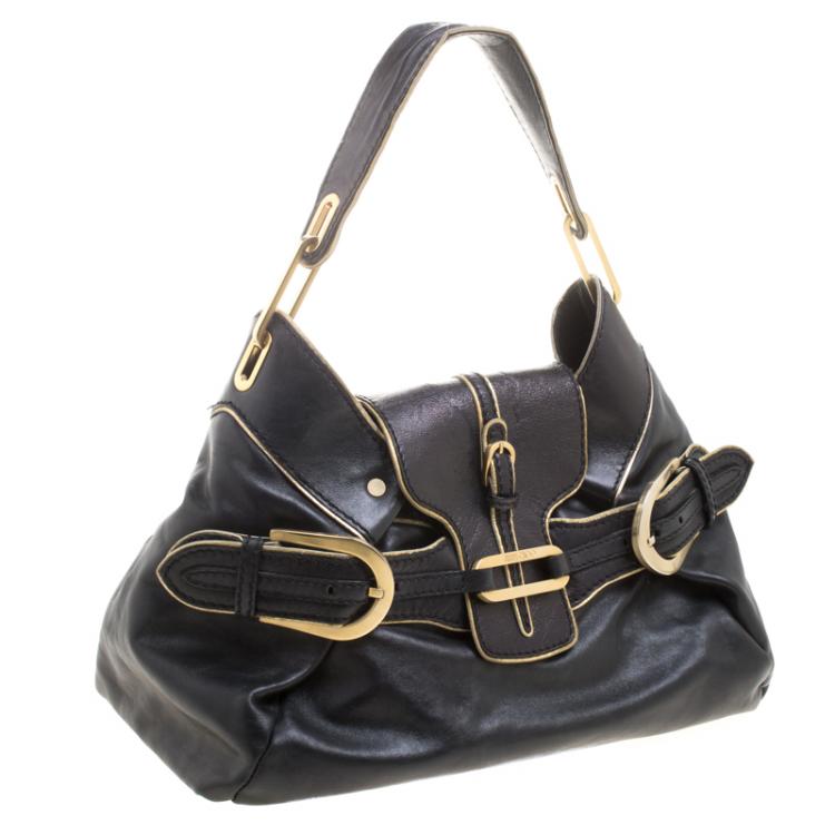 Pre Owned Jimmy Choo Black Leather Tulita Bag