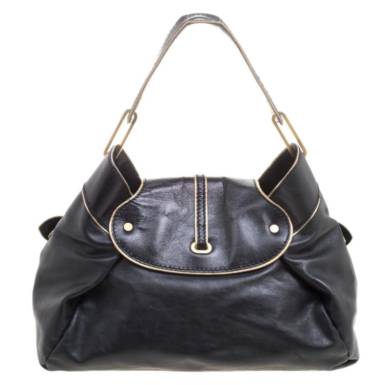 Pre Owned Jimmy Choo Black Leather Tulita Bag