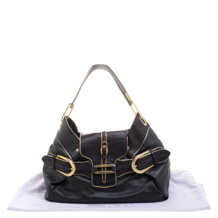 Pre Owned Jimmy Choo Black Leather Tulita Bag