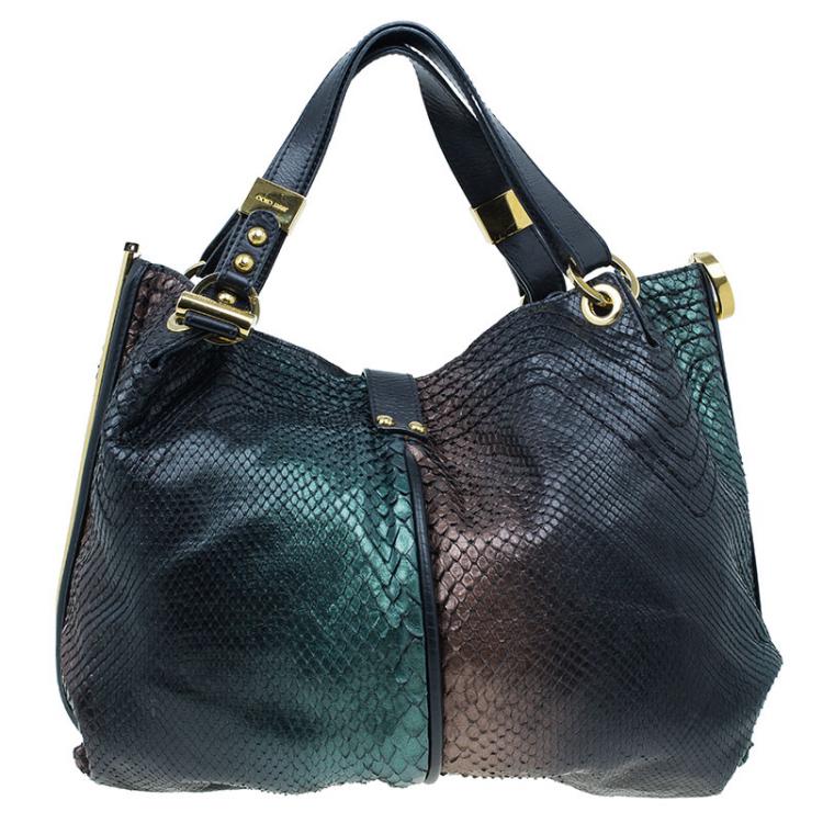Pre Owned Jimmy Choo Two Shaded Python Ayse Shoulder Bag