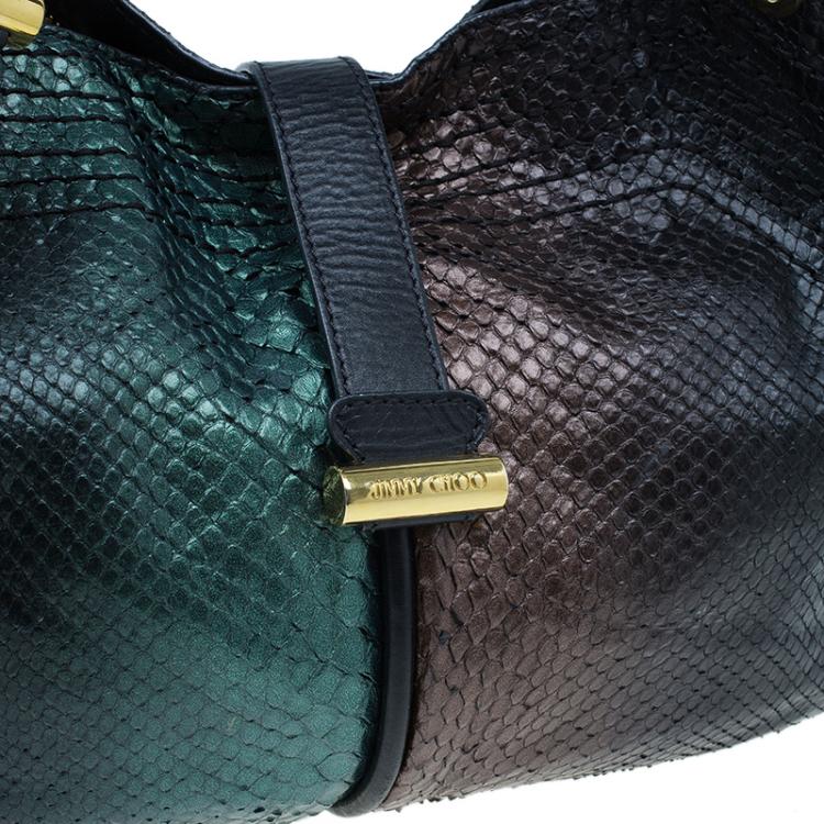 Pre Owned Jimmy Choo Two Shaded Python Ayse Shoulder Bag