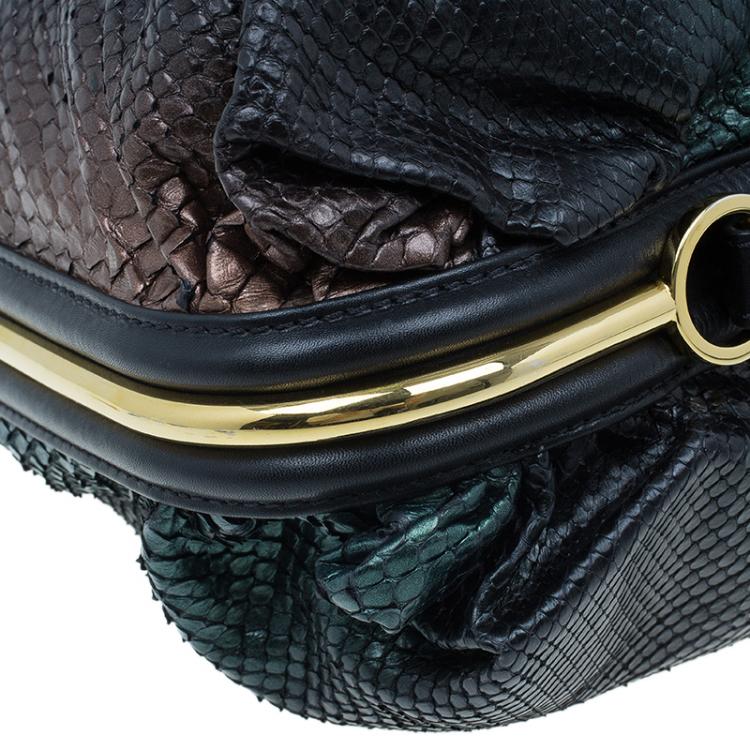 Pre Owned Jimmy Choo Two Shaded Python Ayse Shoulder Bag