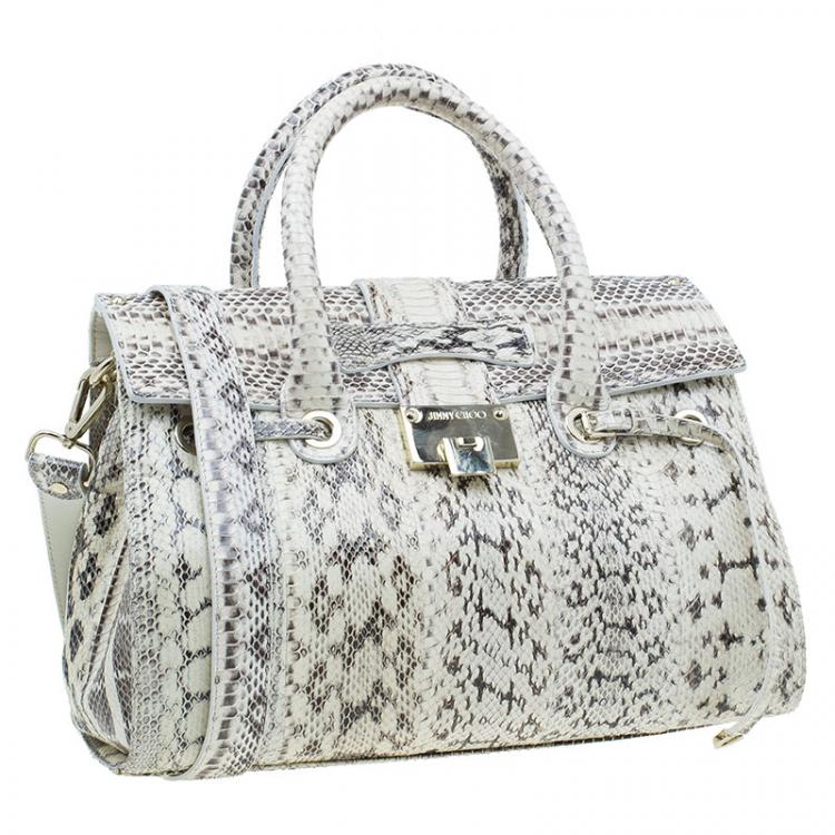 Pre Owned Jimmy Choo Cream Python Rosalie Convertible Satchel