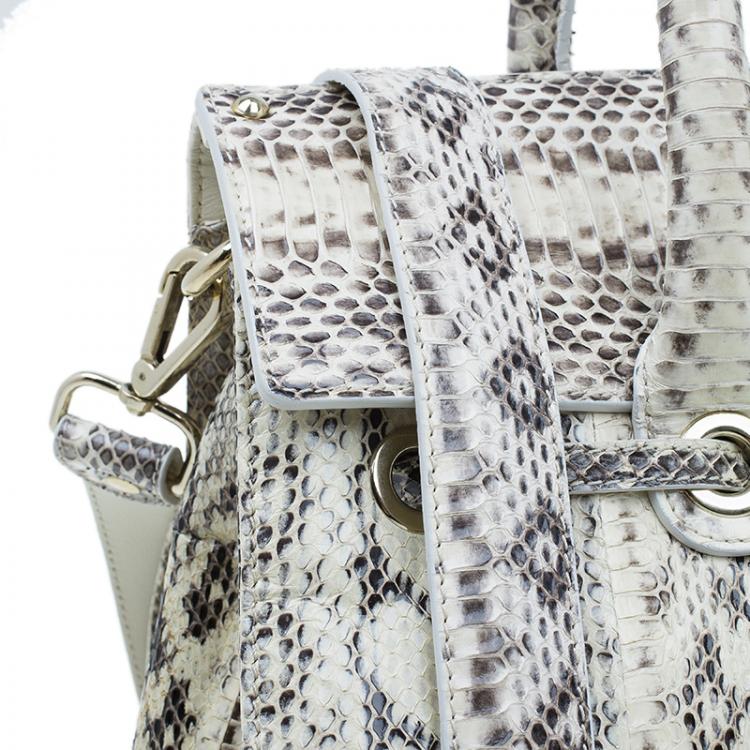 Pre Owned Jimmy Choo Cream Python Rosalie Convertible Satchel