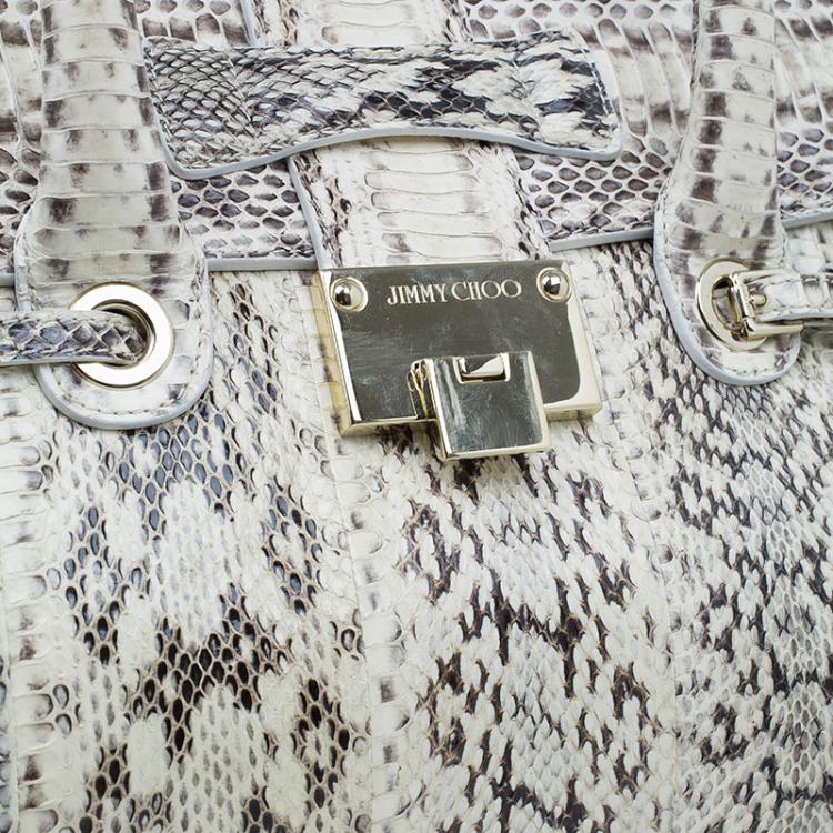Pre Owned Jimmy Choo Cream Python Rosalie Convertible Satchel