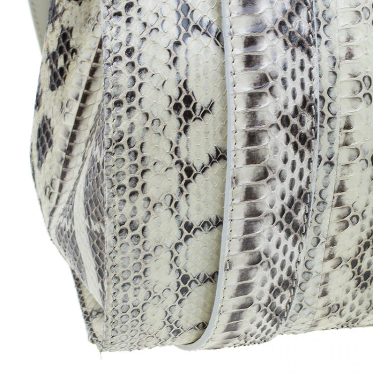 Pre Owned Jimmy Choo Cream Python Rosalie Convertible Satchel