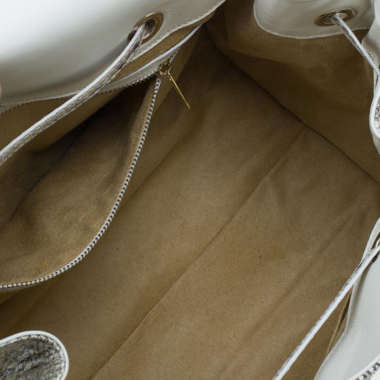 Pre Owned Jimmy Choo Cream Python Rosalie Convertible Satchel
