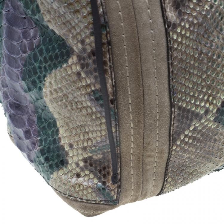 Pre Owned Jimmy Choo Tri Color Snakeskin Saba Hobo Bag