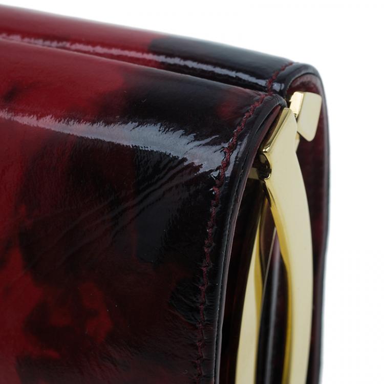Pre Owned Jimmy Choo Red Rose Patent Leather Twill Tube Clutch