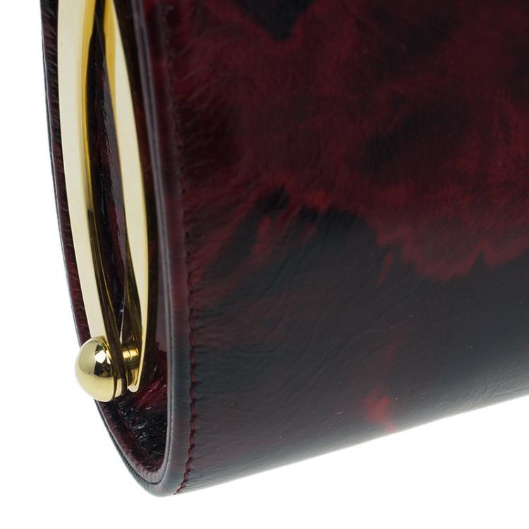 Pre Owned Jimmy Choo Red Rose Patent Leather Twill Tube Clutch