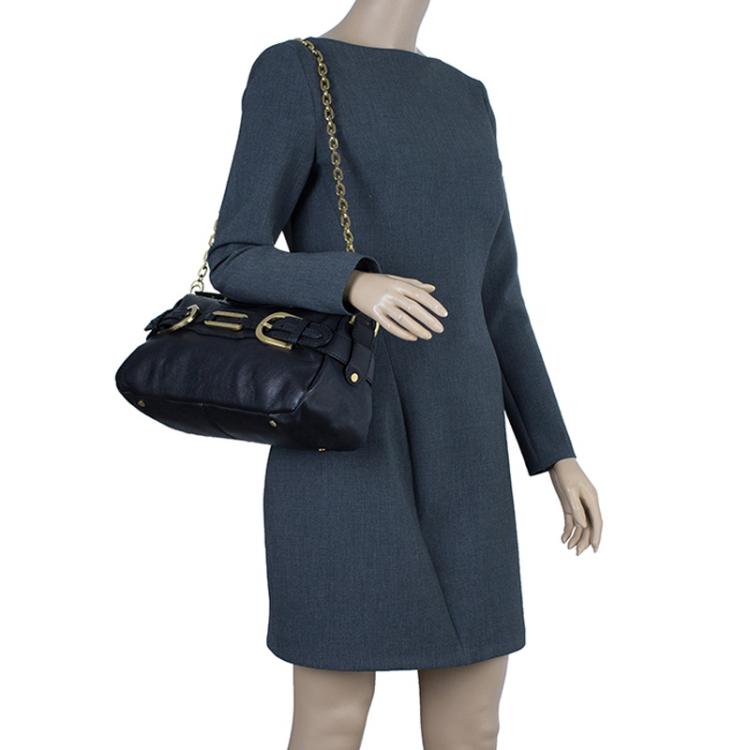 Pre Owned Jimmy Choo Black Leather Tulita Shoulder Bag