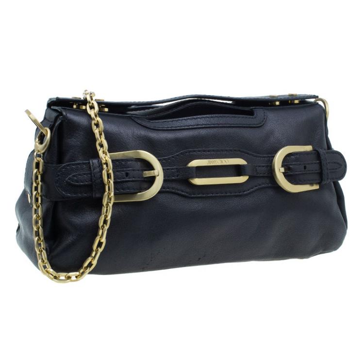Pre Owned Jimmy Choo Black Leather Tulita Shoulder Bag