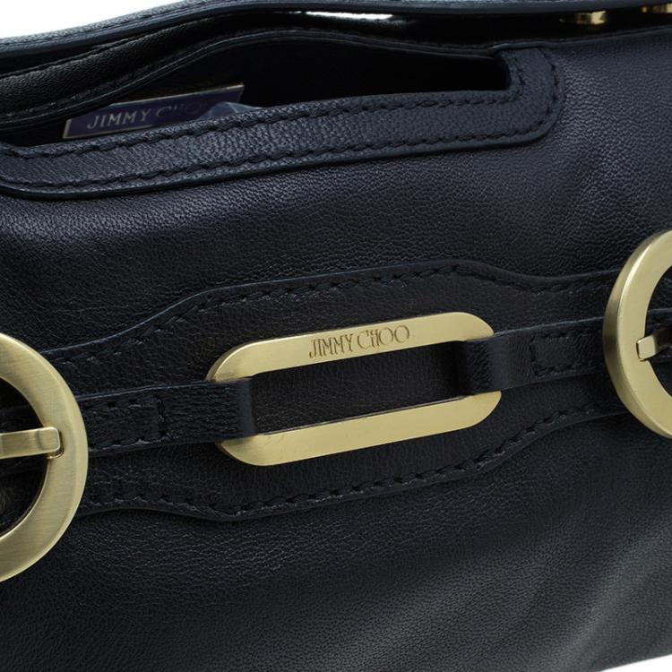 Pre Owned Jimmy Choo Black Leather Tulita Shoulder Bag
