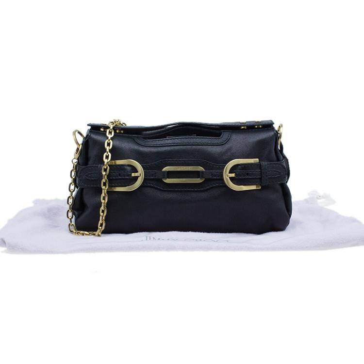 Pre Owned Jimmy Choo Black Leather Tulita Shoulder Bag