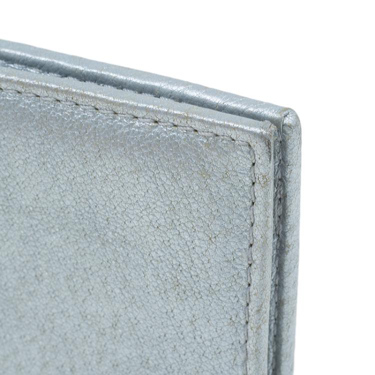 Pre Owned Jimmy Choo Silver Metallic and Pony Hair Trim Wallet