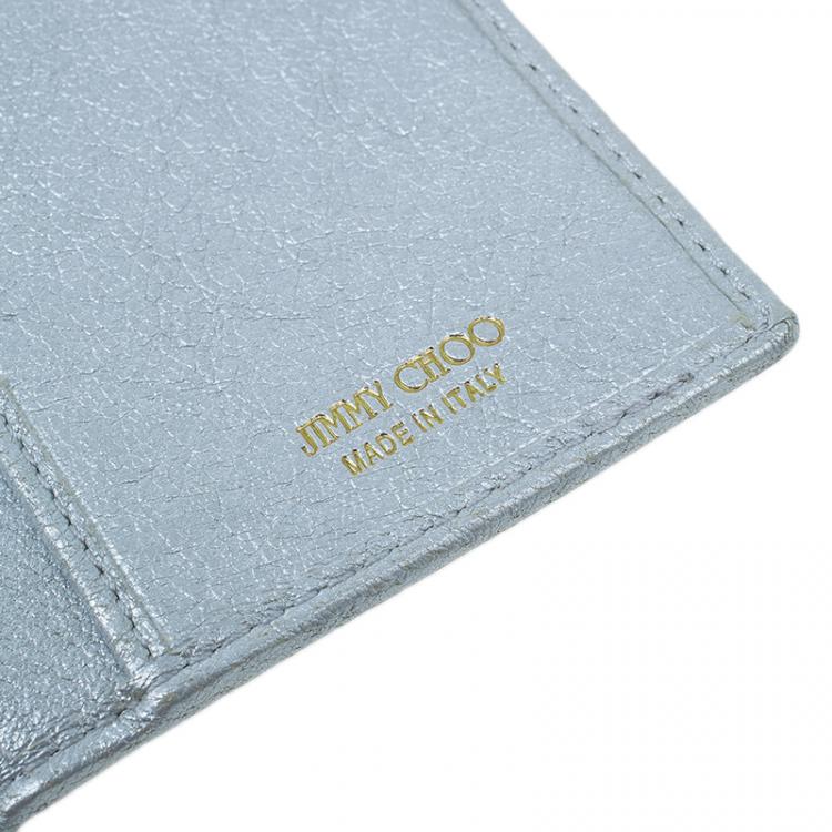 Pre Owned Jimmy Choo Silver Metallic and Pony Hair Trim Wallet