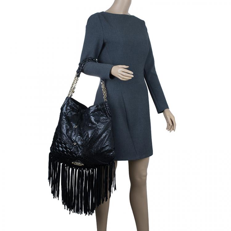 Jimmy Choo Black Python Tatum Fringe Hobo Jimmy Choo TLC